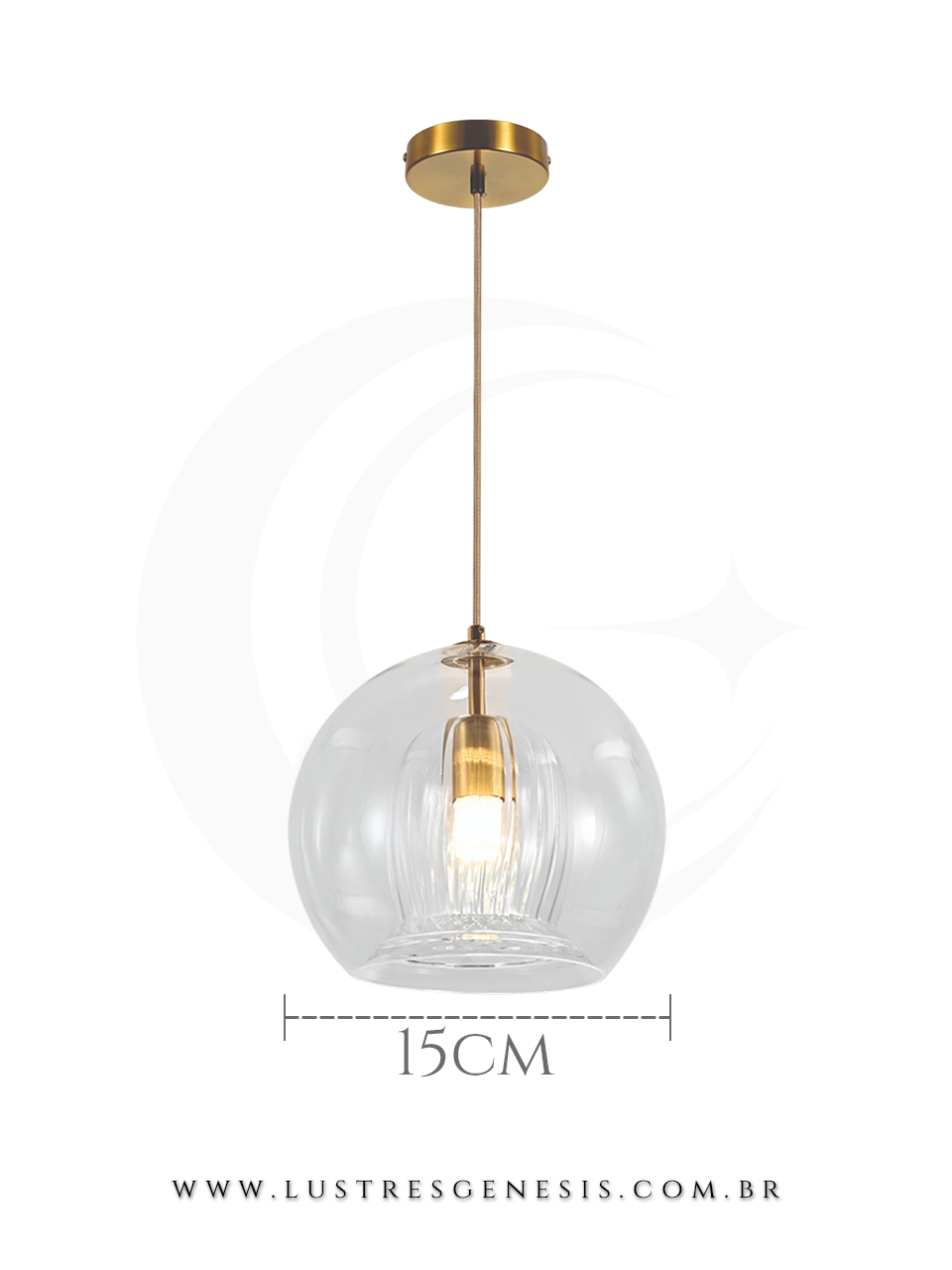 Luminaria Pendente Moderna Metal Bronze Vidro Transparente ou Âmbar E14 15x15cm, Cabeceira de Cama, Lavabo, Balcao de cozinha